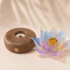 Aurora Lotus detachable balanced glass lotus light with rechargeable walnut wood base