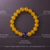 Earth Ground Yellow Agate Amethyst Bracelet Sizing Blueprint Earth Ground bracelet sizing blueprint with yellow agate beads, purple amethyst center bead, gold-plated spacers, and wrist fit range
