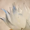 Lunar Lotus Frosted Glass Petal Detail Lunar Lotus frosted glass lotus light with milky white translucent petals and pale blue glass edges