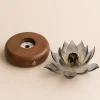 Noir Lotus Detachable Glass Lotus Light Base Noir Lotus detachable glass lotus and walnut light base