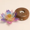 Prism Lotus Detachable Glass Lotus Light Base Prism Lotus detachable color-gradient glass lotus light with rechargeable walnut wood base