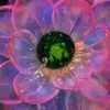 Rosefire Lotus emerald glass center with rose-violet petals and magenta glass edges