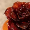 Vermilion Rose red glass rose light with layered vermilion and burgundy translucent petals