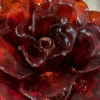 Vermilion Rose red glass rose light with deep ruby inner center and layered burgundy petals