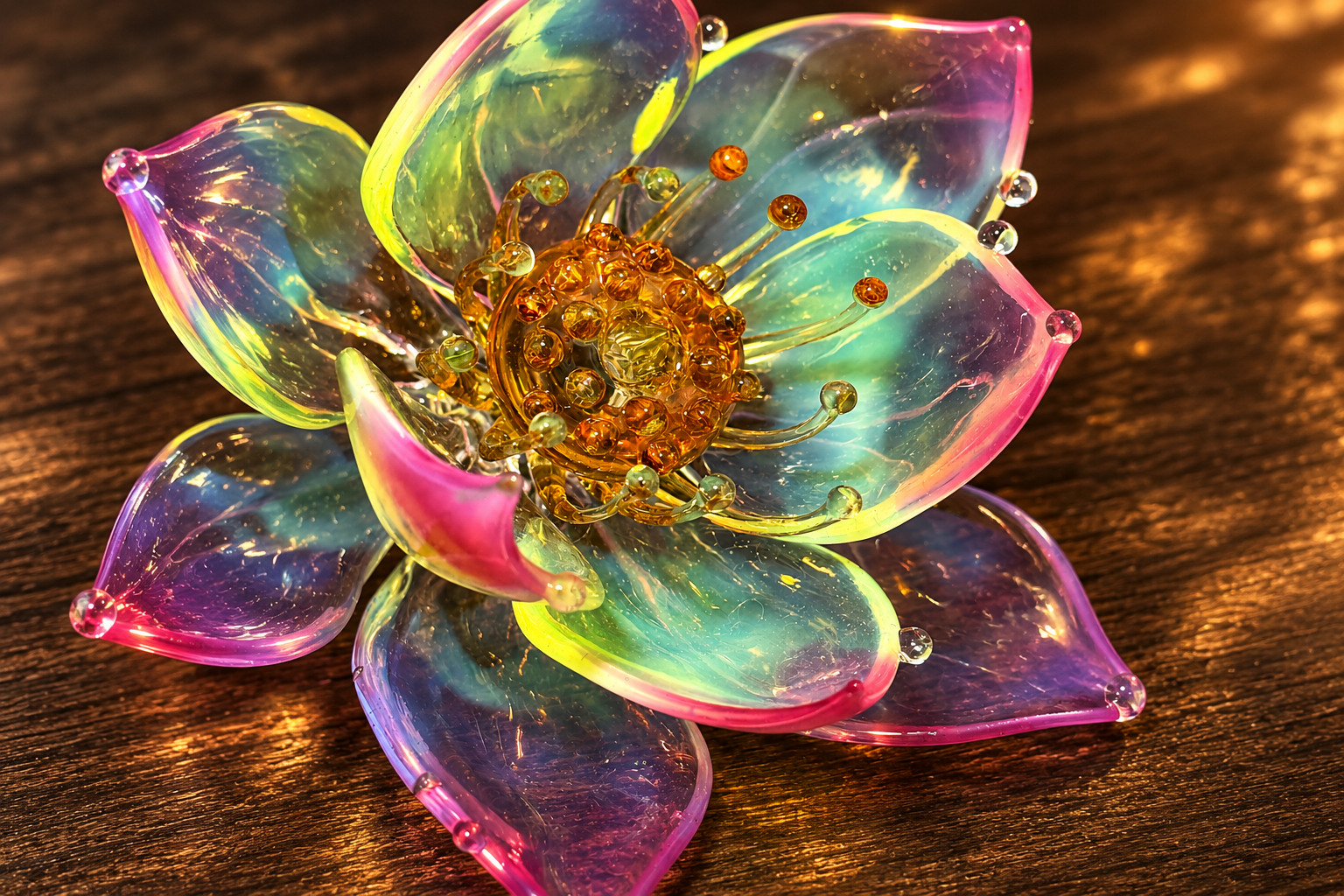 Prism Lotus handmade glass object macro detail
